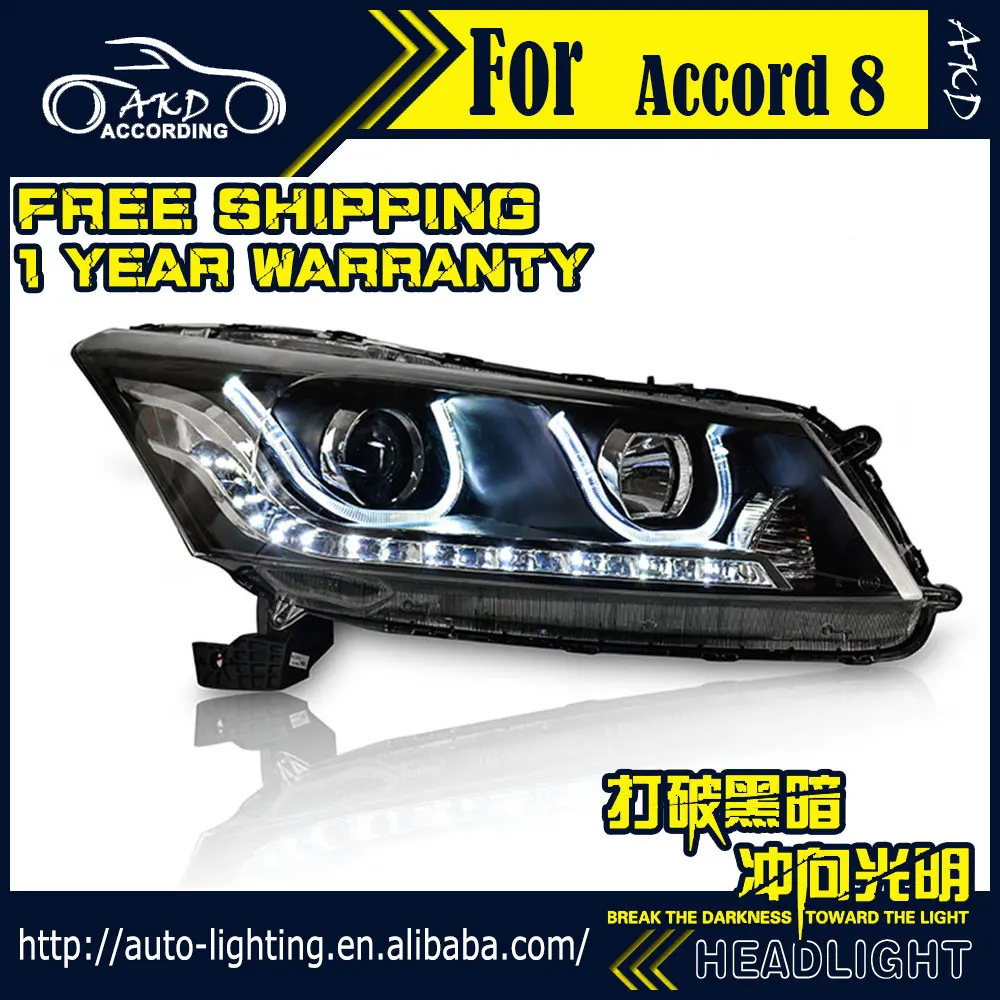AKD автостайлинг фары для Honda Accord 2008 2012 светодиодный ные DRL H7 D2H Hid опция ангельский