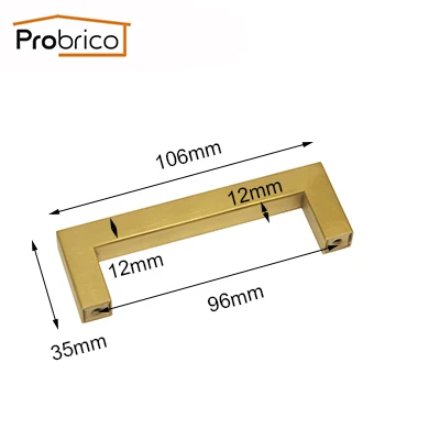 hole spacing 96mm Probrico золотая для шкафа ручки из матовой латуни кухонные ручки "~ 10" мебельная фурнитура ручки для ящика шкафа 1 упаковка - Цвет: hole spacing 96mm