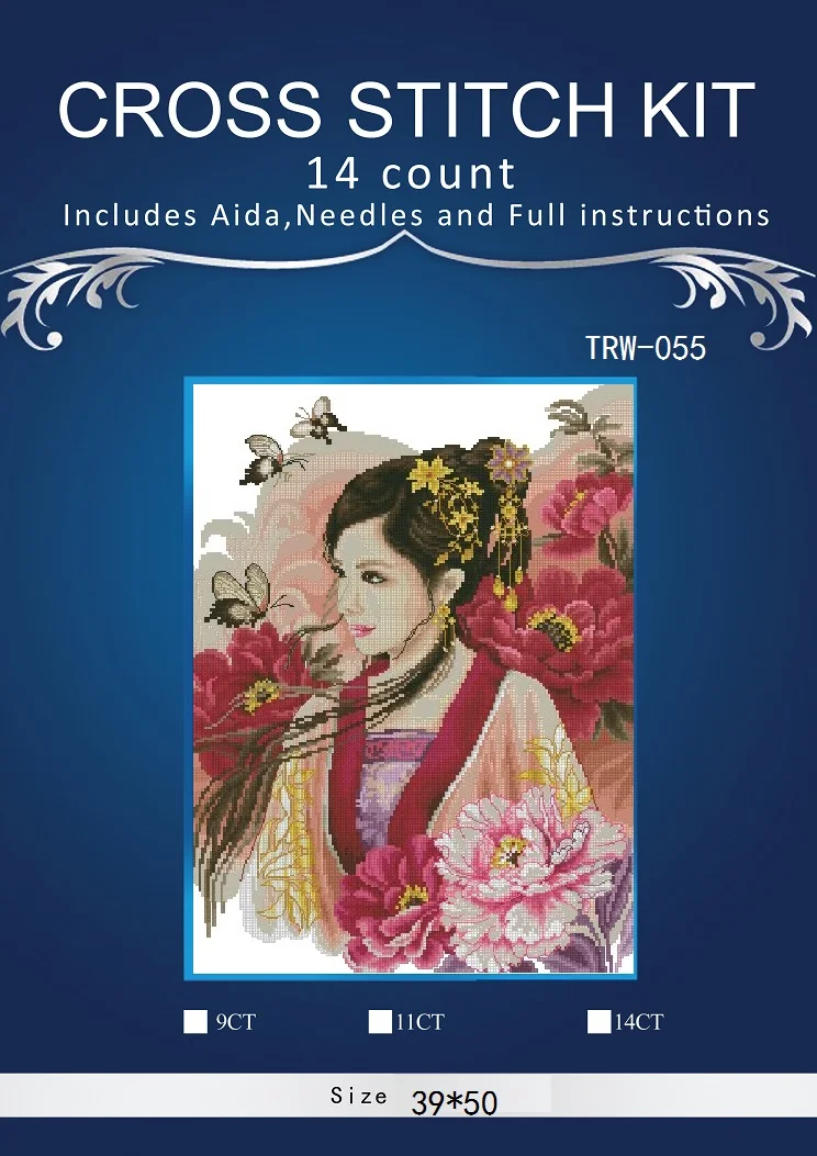 

people Needlework,DIY DMC 14CT unprinted Cross stitch Embroidery,People style home arts Counted White canvas Cross-Stitching 7