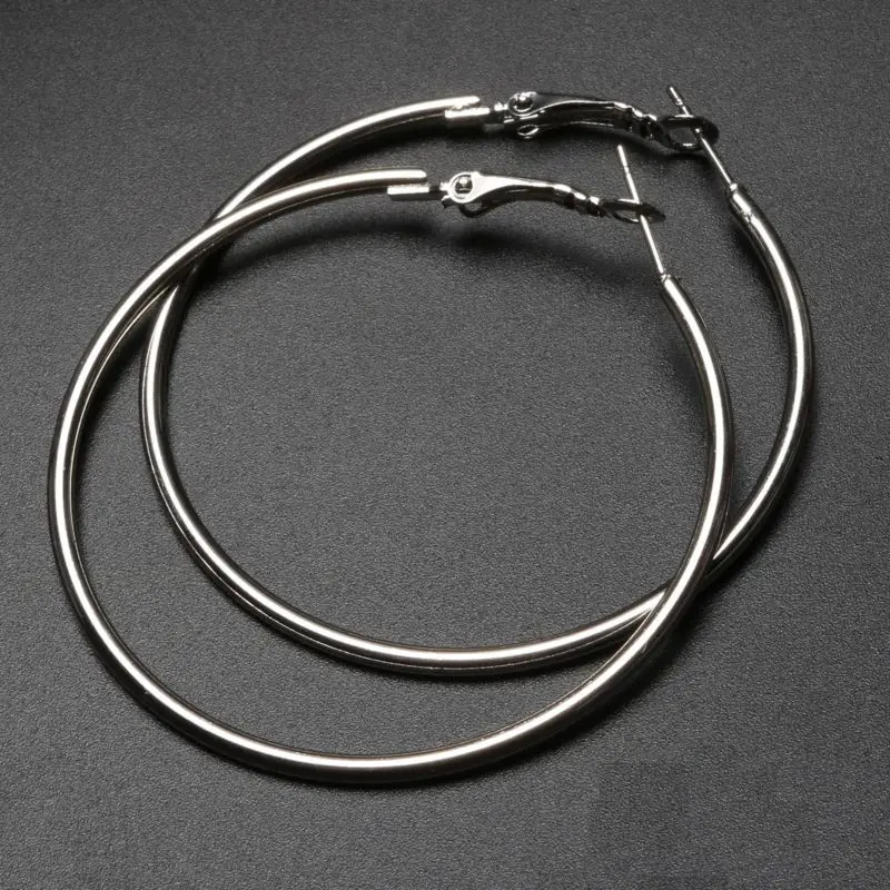 04 Silver Smooth Модные, диаметр 50 мм, золото, серебро, элегантные, геометрическая форма, металл, большой круг, гладкие, большие, круглые серьги-кольца для женщин, Сексуальные Ювелирные изделия - Окраска металла: 04 Silver Smooth