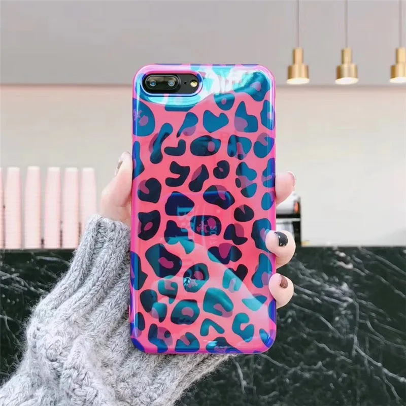 Samtsui IMD Blue Light TPU Case For iPhone 6 6s 7 8 Plus Sexy Leopard Cover X XS XMAX XR Red Protective Capa Female |