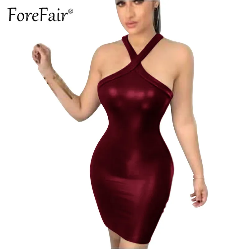 Forefair 2019 Новое Сексуальное Платье из искусственной кожи Женский обтягивающий с