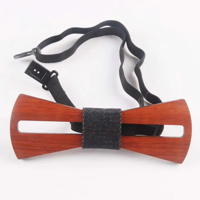 Men Handmade Wooden Bow Tie with Adjustable Strap for Anniversary Birthday Wedding TT@88