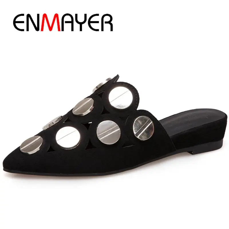 

ENMAYER Synthetic Women Slippers Fashion Elegant Women Slippers Outside Summer Solid Big Size 34-43 LY1467