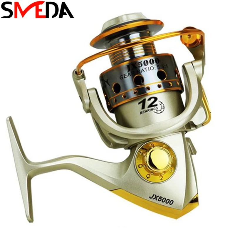 

Новинка, рыболовная Катушка 12 шарикоподшипников 1000-7000, металлическая Рыболовная катушка для спиннинга в пресной и соленой воде, для морской...