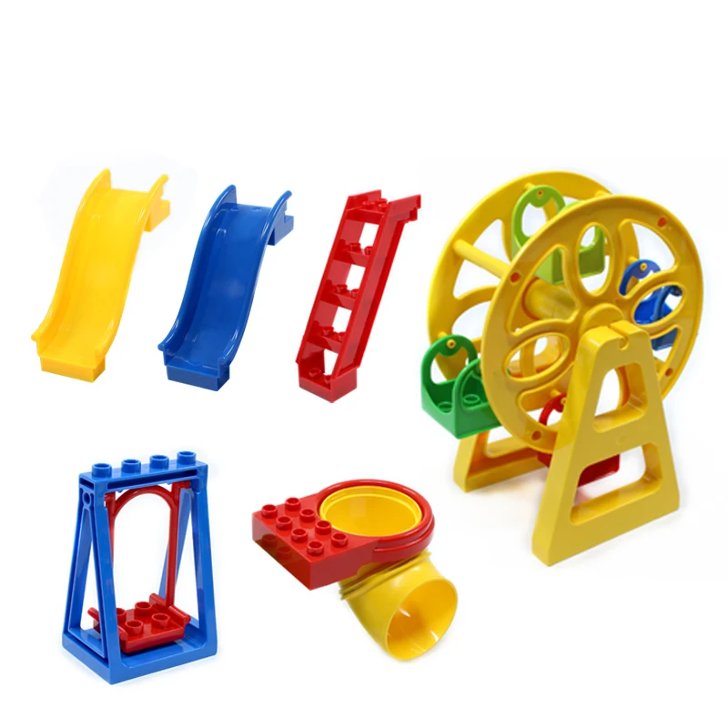 Amusement Park Series Large Particle Building Blocks Swing Ferris Wheel Slide Assemble Brick Toys Compatible with Legoe Duplo | Игрушки и