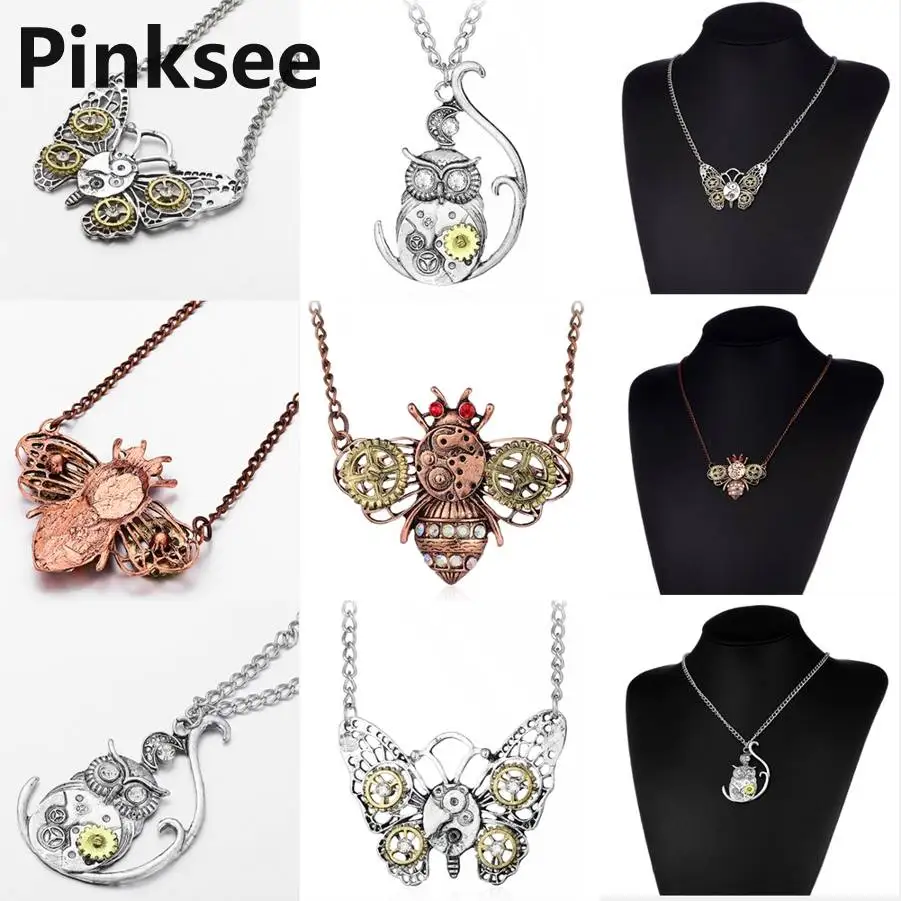 Кулон в виде бабочки стиле стимпанк кулон форме сердца с механическим механизмом