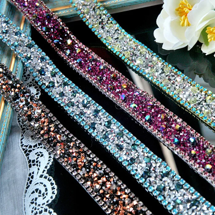 

Crystal Rhinestone Beaded lace trim Diy craft clothing decorative accessories iron on lace trimming motif patches for clothing