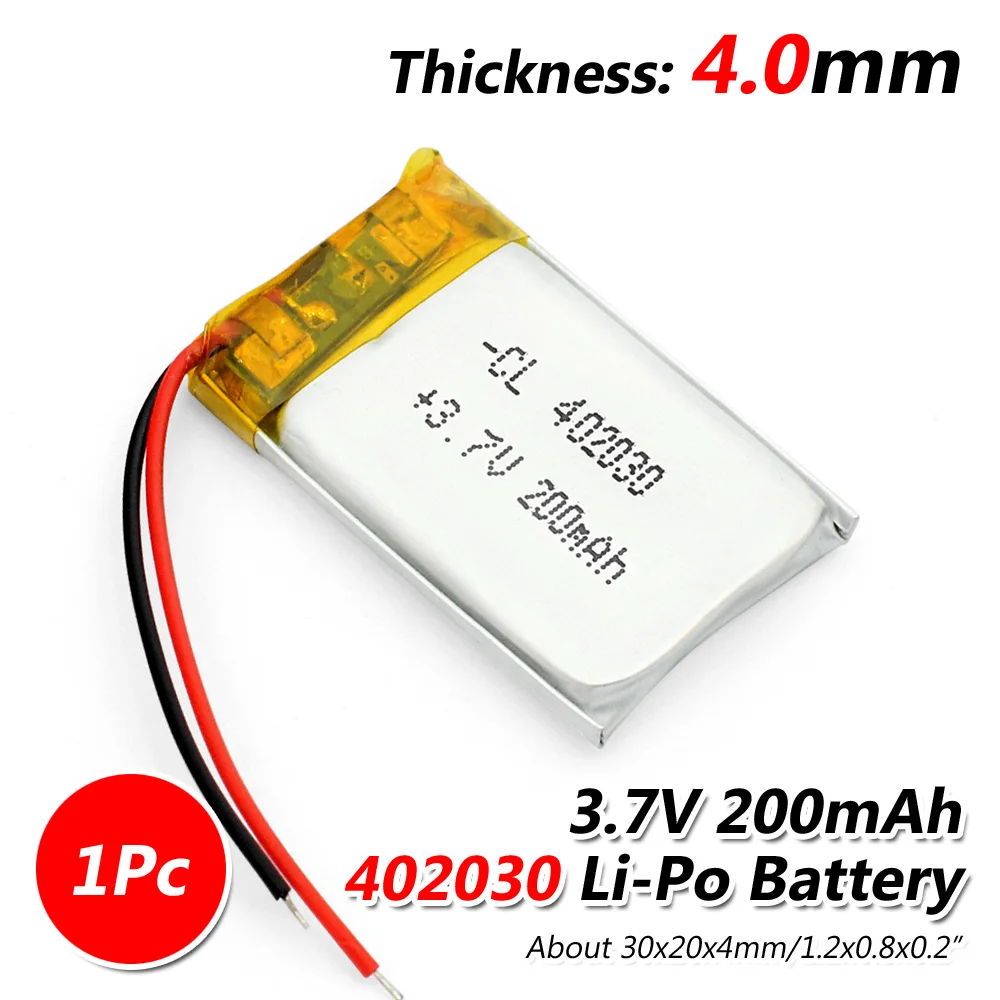 402030 200mAh 1pcs 3,7 в 200 мАч 402030 литий-полимерный Li-Po литий-ионный аккумулятор Lipo ячеек для Bluetooth gps MP3 MP4 портативный электрограф - Color: 402030 200mAh 1pcs