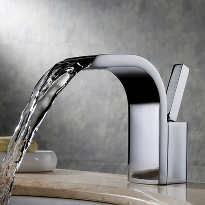 Bathroom Basin Faucet Tall Waterfall Brass Single Hole Led European Black Cabinet | Обустройство дома