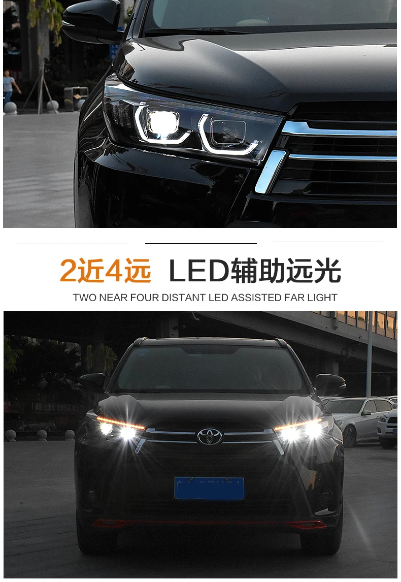 Автомобильный Стайлинг для фары Toyota highlander Kluger/highlander все светодиодный задний фонарь светодиодный DRL динамический сигнал поворота