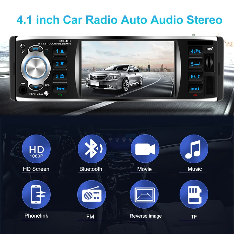 Авторадио 1 Din автомагнитола 4 &quotTFT сенсорный экран аудио стерео USB FM RDS Bluetooth