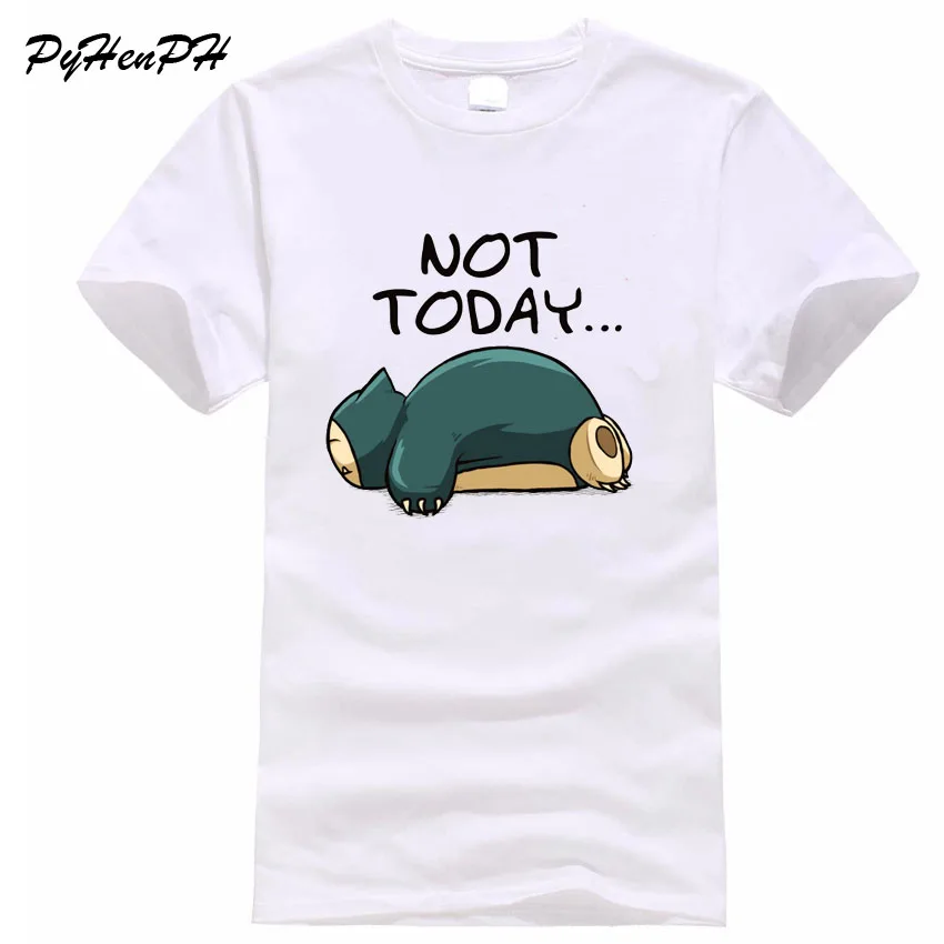 2018 Новинка Покемон Snorlax футболка с принтом Мужская забавная не сегодня дизайн