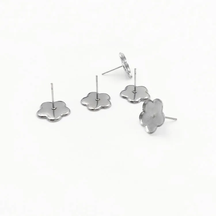 

Фурнитура для сережек-гвоздиков из нержавеющей стали с 12 мм цветочной рамкой из эпоксидной смолы