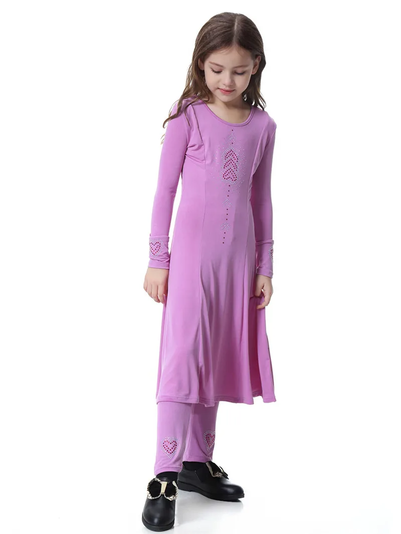 Официальное мусульманское платье для девочек со стразами детское абайя длинный