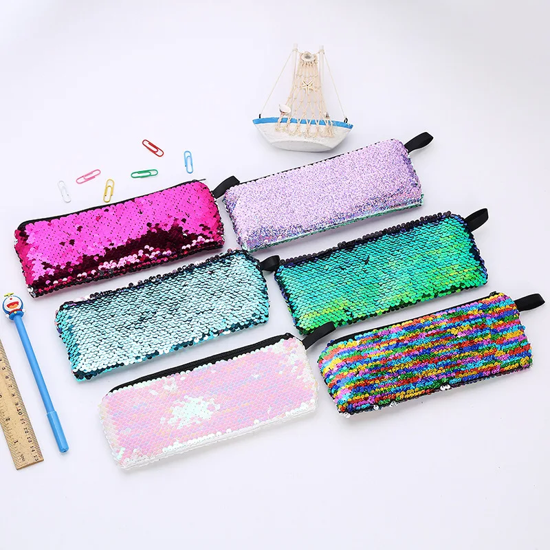 Sequin Mermaid Glitter Student Pencil Case Stationery Storage Pen Organizer Bag School Office Supply Escolar Cosmetic Holder |