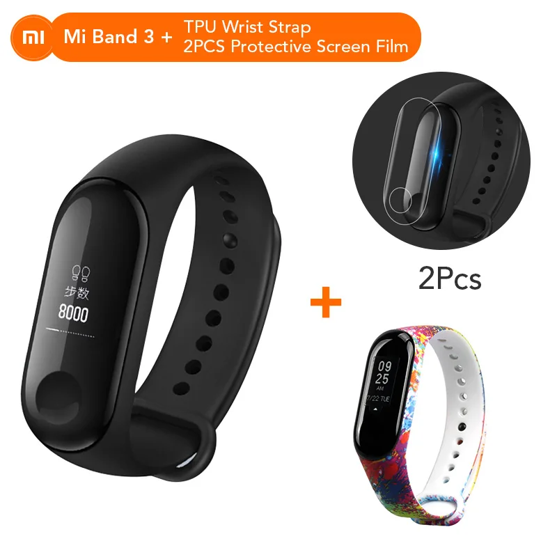 Add NO.17 Strap Xiaomi mi-браслет 3 Xio mi пульсометр Bluetooth 4,2 умный спортивный браслет OLED mi band 3 Smartband разноцветные ремни - Цвет: Add NO.17 Strap