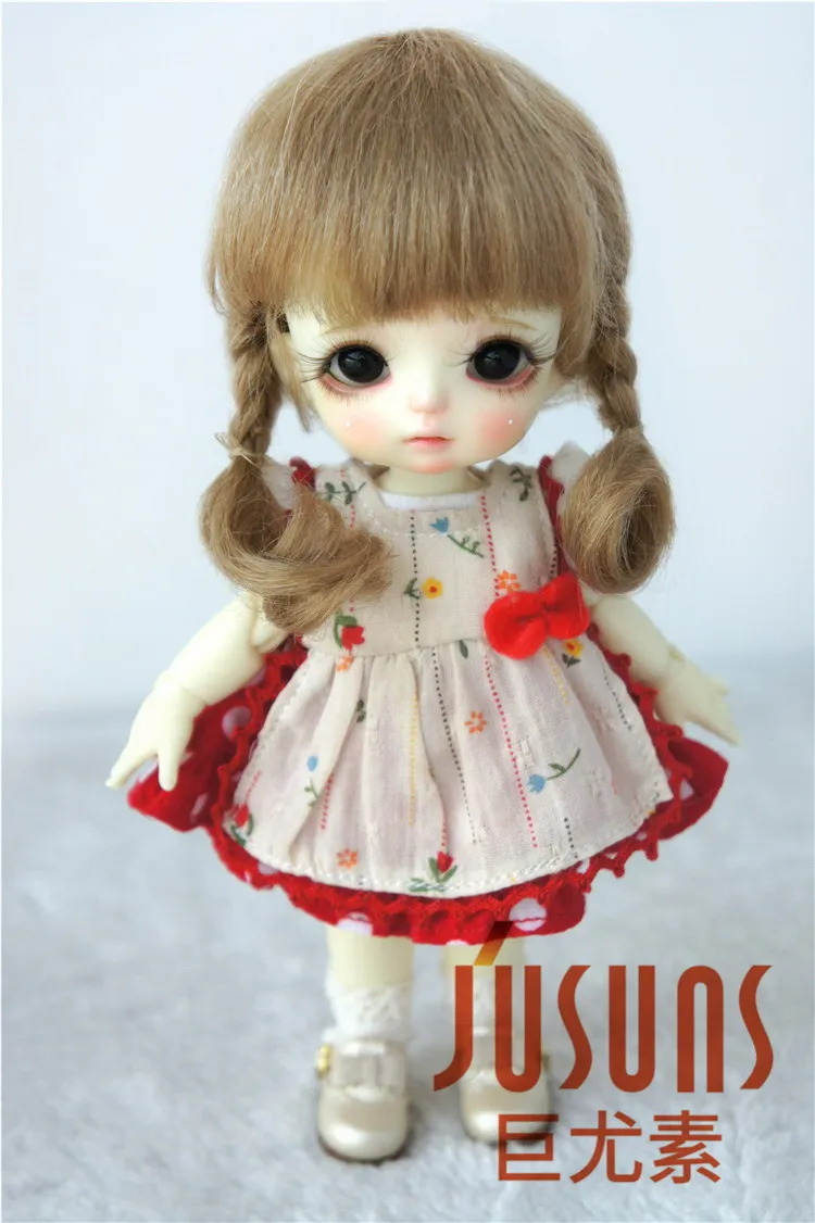 5-6inch AshBlond M4 JD143 1/12 1/8 милые мохеровые кукольные парики Размер 3-4 дюймов 4-5 дюймов 5-6 дюймов короткий двойной косичка парик модные кукольные аксессуары - Цвет: 5-6inch AshBlond M4