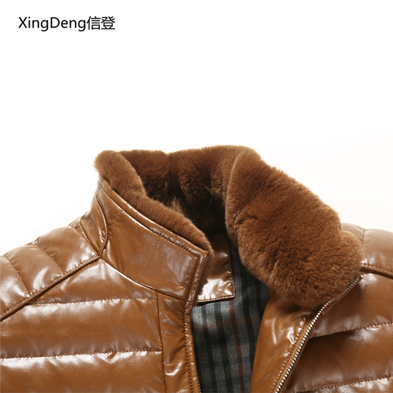 Мужская мотоциклетная куртка XingDeng однотонная с кроличьим мехом на зиму|Мужские