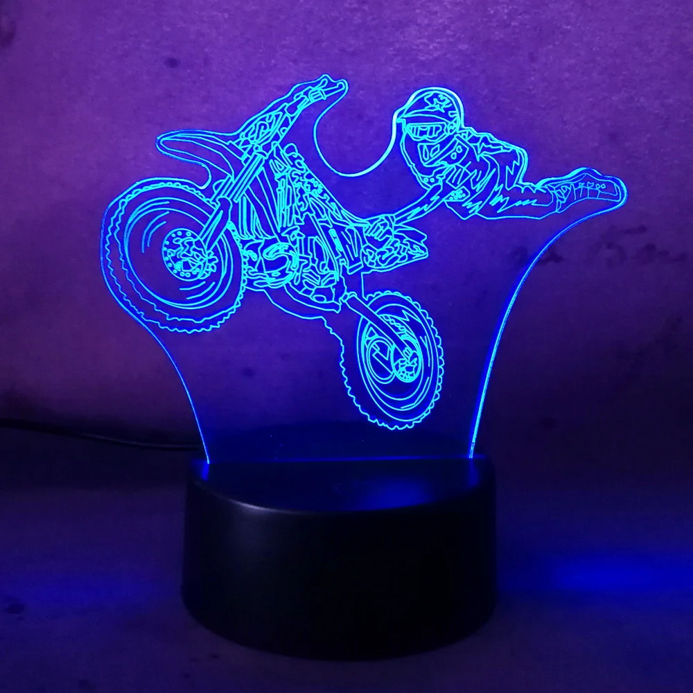 2018 3D LED человек и мотоцикл Экстрим Спорт шоу действие 7 цветов Изменение