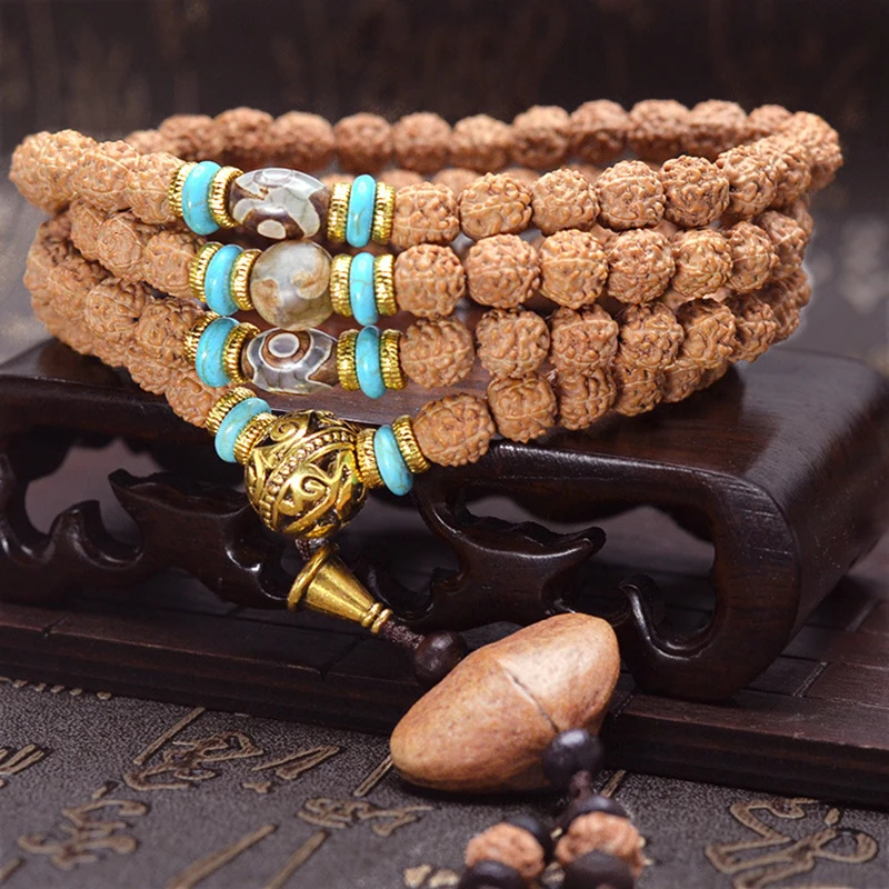 Тибетские бусины jourssnow KingKong Bodhi 108 четки 8 мм круглые браслеты Rudraksha искусственные