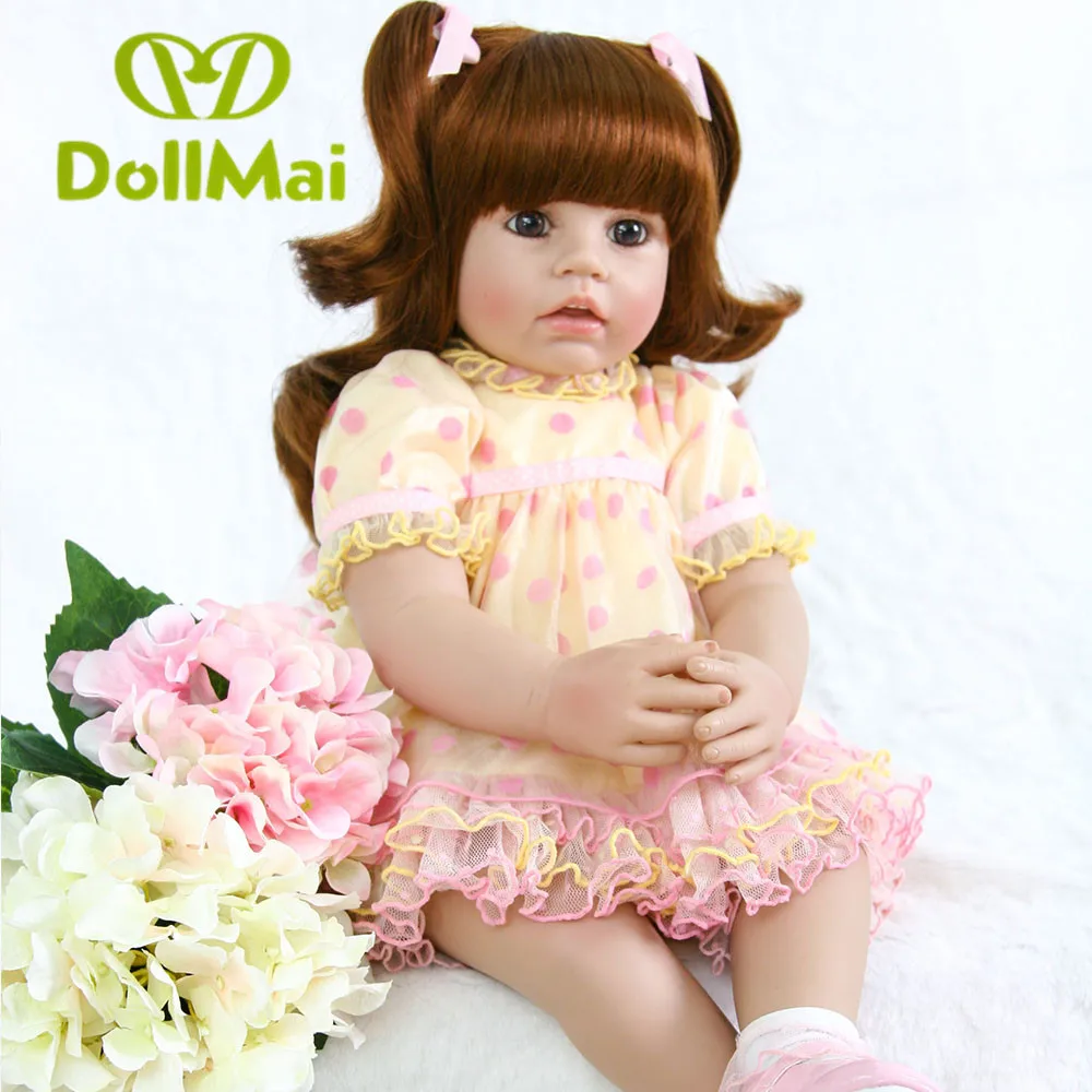 

Silicone Reborn Baby Doll Toys 60cm Princess Toddler Babies Girls fashion doll bebe realistic reborn Brinquedos
