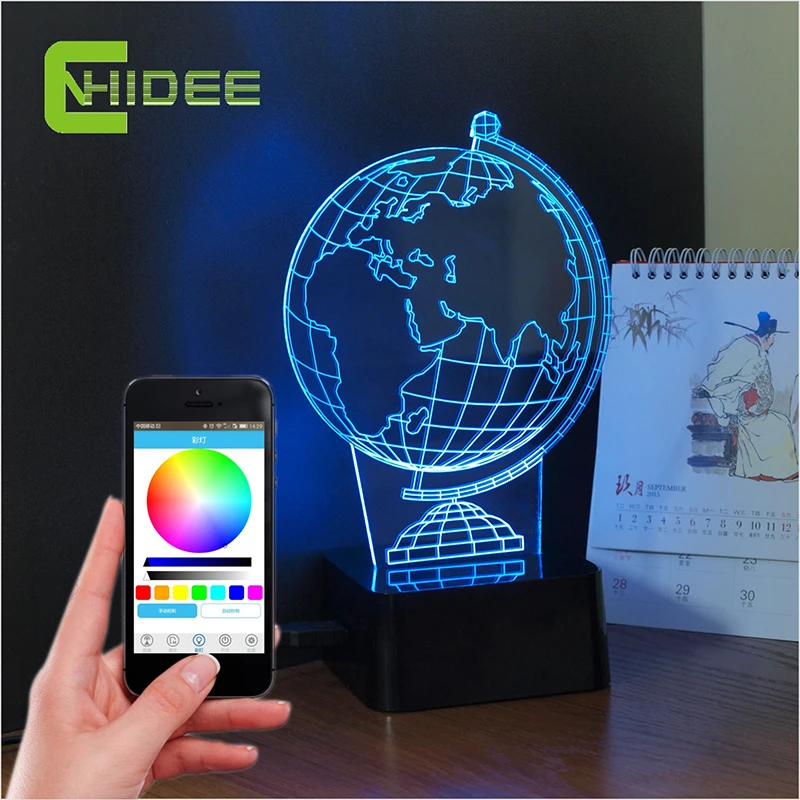 Творческие Подарки 3d Ночник Земной шар USB Bluetooth Музыка Таблица Светодиодные Лампы
