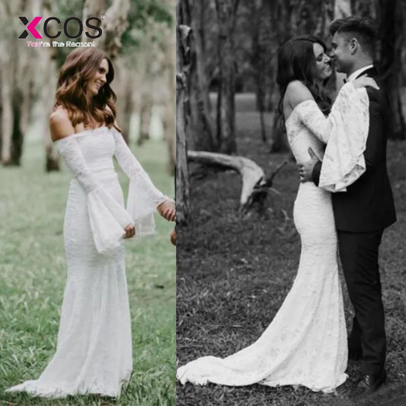 2019 новые кружевные свадебные платья русалки с длинным рукавом сексуальные
