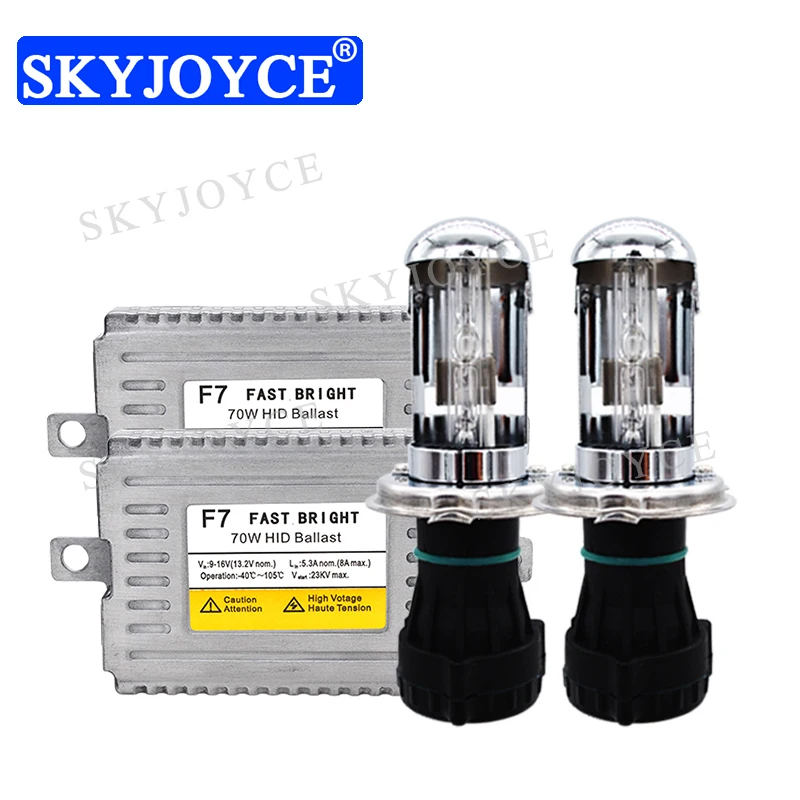 SKYJOYCE AC 12 в 70 Вт H4 HID лампочка ближнего/дальнего света 4300K 6000K DLT F7 Быстрый Яркий