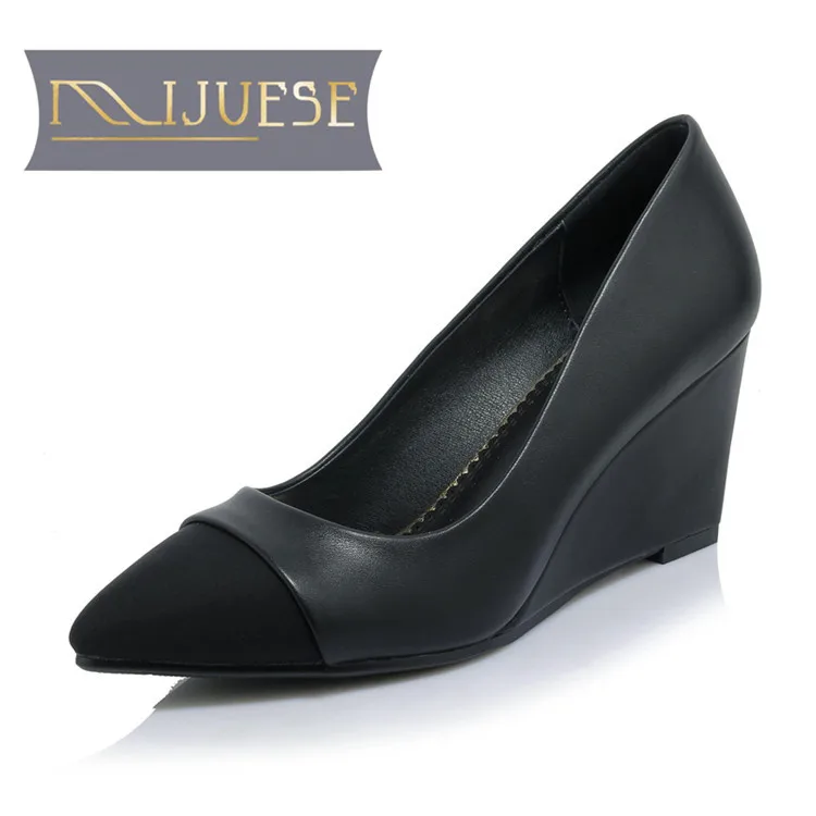 MLJUESE/2018 женские туфли лодочки Сезон осень весна Слипоны черного цвета с острым