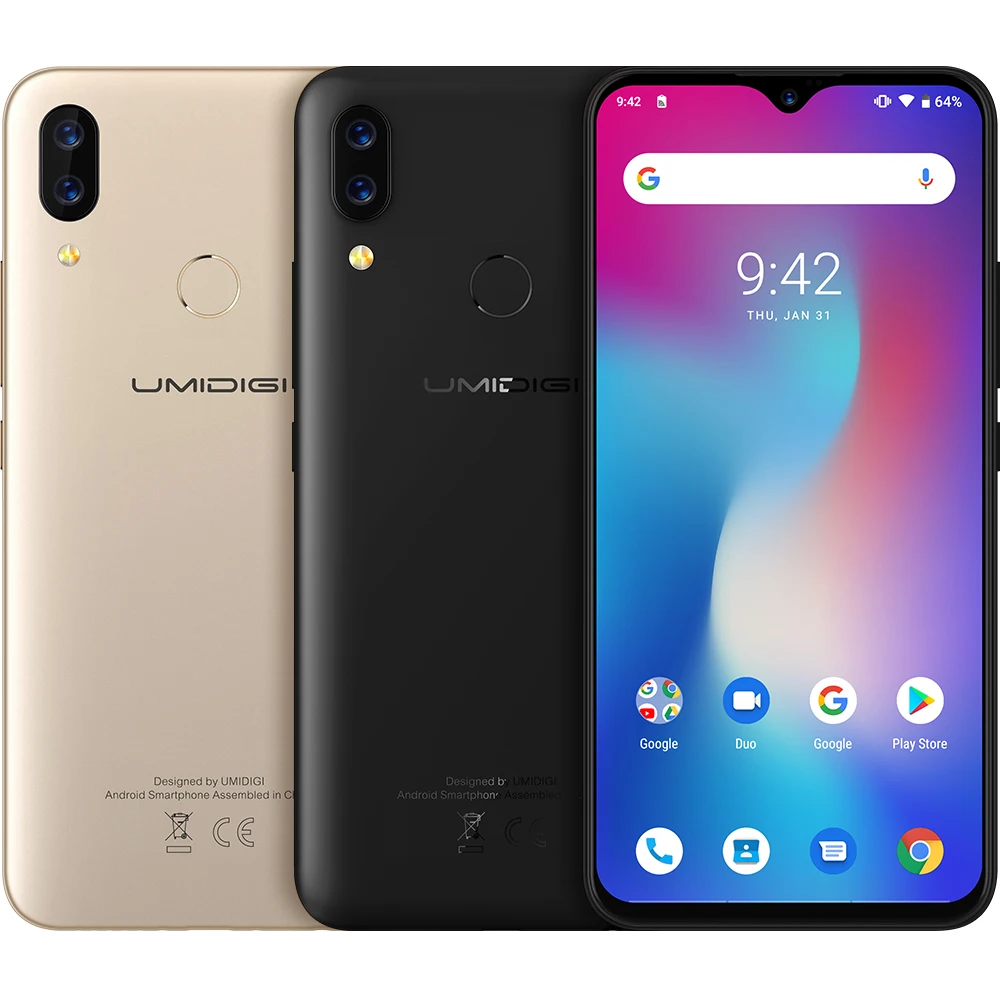 UMIDIGI Power смартфон с 6 3-дюймовым дисплеем ОЗУ 4 Гб ПЗУ 64 ГБ Android 9 0 4G 5150 мАч 16 МП