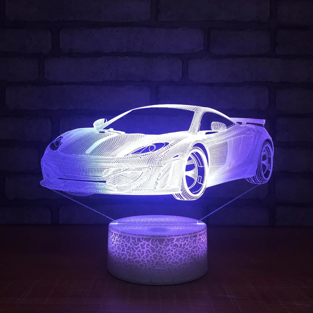 Новинка 7 цветов сменный спортивный автомобиль 3D ночные светильники Сенсорное