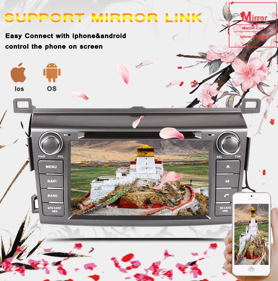 8 ядерный Android 9,0 автомобильный dvd-плеер для Toyota RAV4 Rav 4 2013- 2din 1024*600 автомобильный dvd gps wifi магнитофон