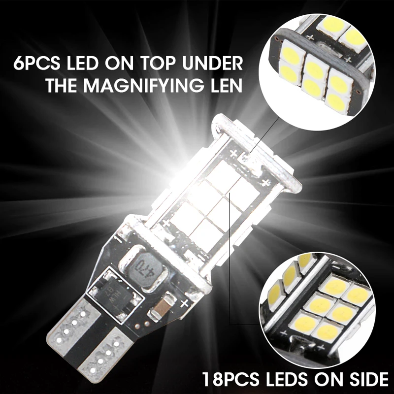 ROADOT 2шт 24 SMD светодиодный T15 W16W 3030 921 912 запасной Автомобильный Обратный задний