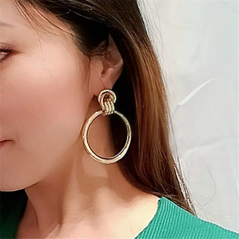 ZCHLGR 2019 Simple fashion gold color Silver plated geometric big round earrings for women hollow drop | Украшения и аксессуары