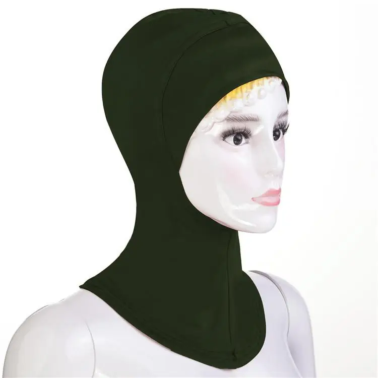 14 Dark Green Мусульманская шапка под шарф, кепка, головной убор, для женщин, ниндзя, внутренний хиджаб, шейный чехол, мусульманская накидка, Амира Рамадан, шапка, тюрбан, Новинка - Цвет: 14 Dark Green