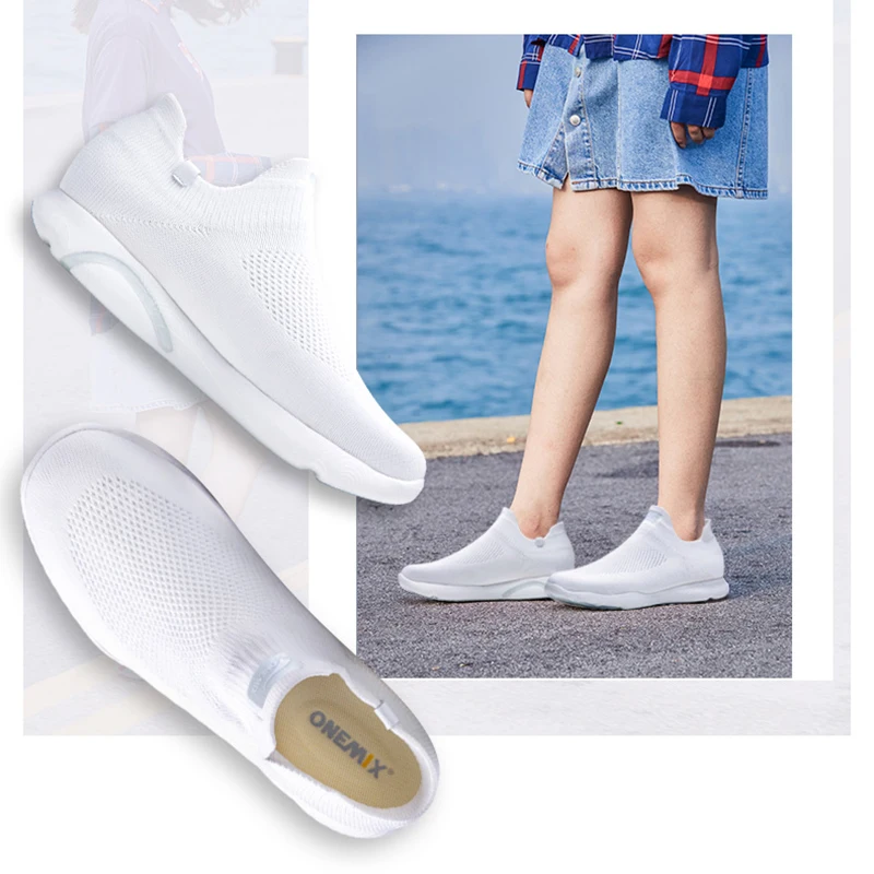 ONEMIX/женские Прогулочные кроссовки белые женские слипоны Повседневные Дышащие