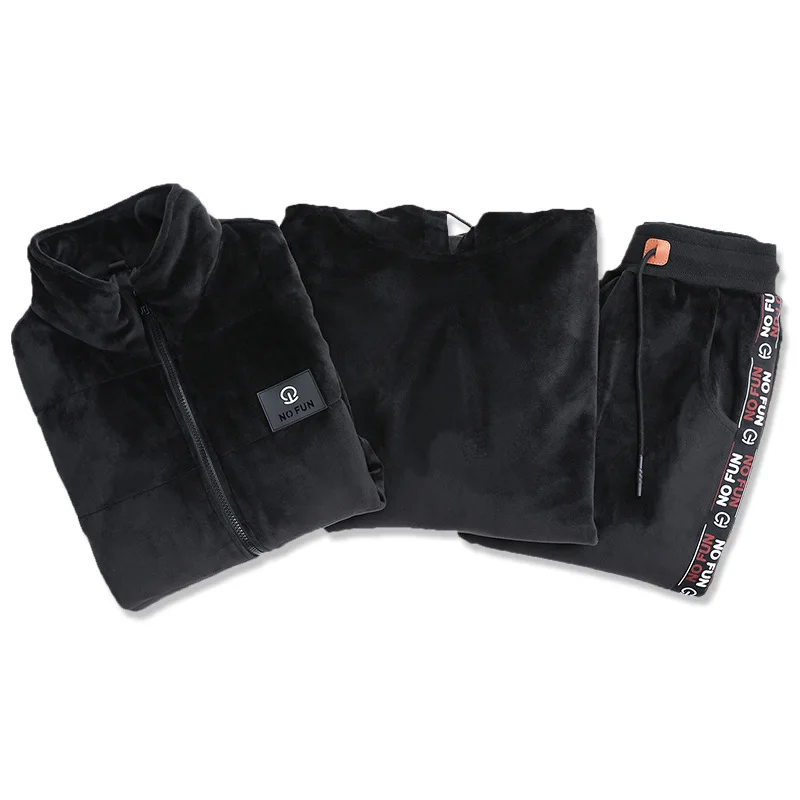 3 шт./компл. спортивный костюм для бега утепленный Бархатный с капюшоном теплый