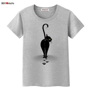 Летние топы BGtomato, забавная женская футболка с 3D принтом кота, женские футболки, топы, свободная мультяшная футболка, футболки с коротким рукавом и круглым вырезом, топы