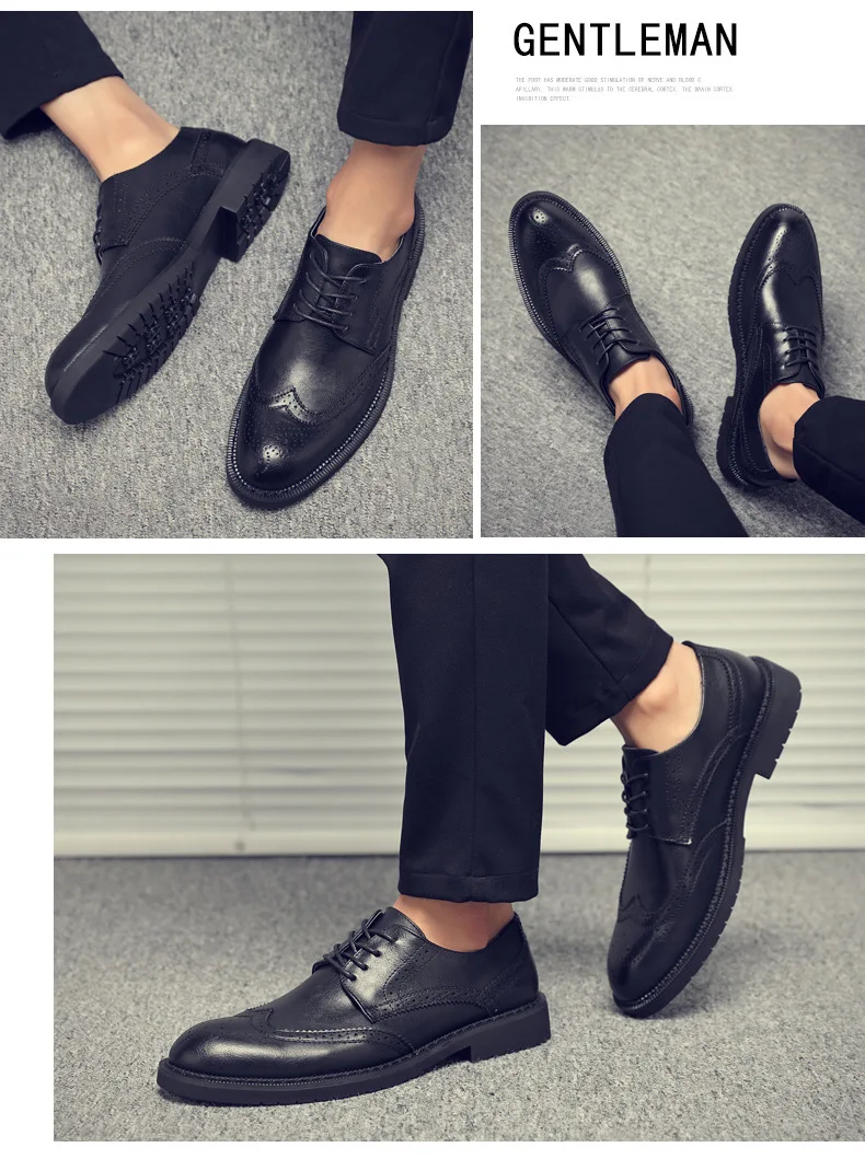 NPEZKGC Spring Big Size Men Leather Shoes Fashion Dress Business Shoes Lace Up Men Formal Oxfords Shoes For Men Wedding Shoes