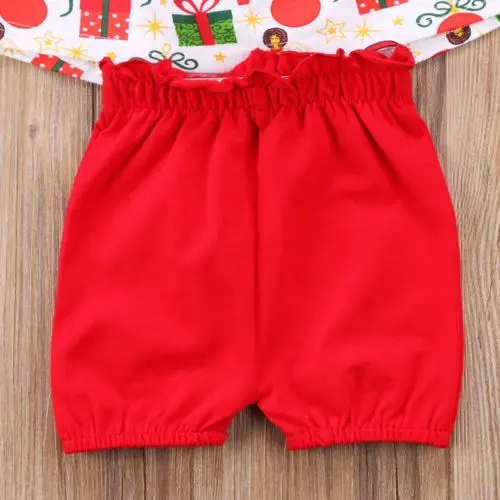 Комплект одежды для девочек рождественские вечерние топы новорожденных блузка и