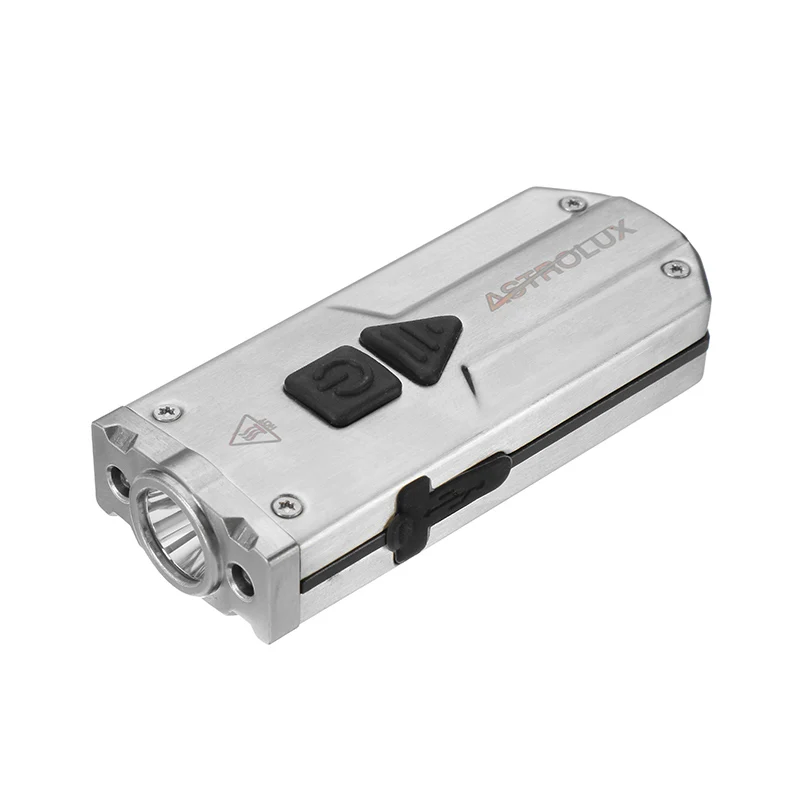Silver Astrolux 350LM USB светодиодный фонарик из нержавеющей стали Миниатюрный фонарик для ключей 3 светодиодный фонарик УФ-Фонарик перезаряжаемый IP65 водонепроницаемый - Испускаемый цвет: Silver