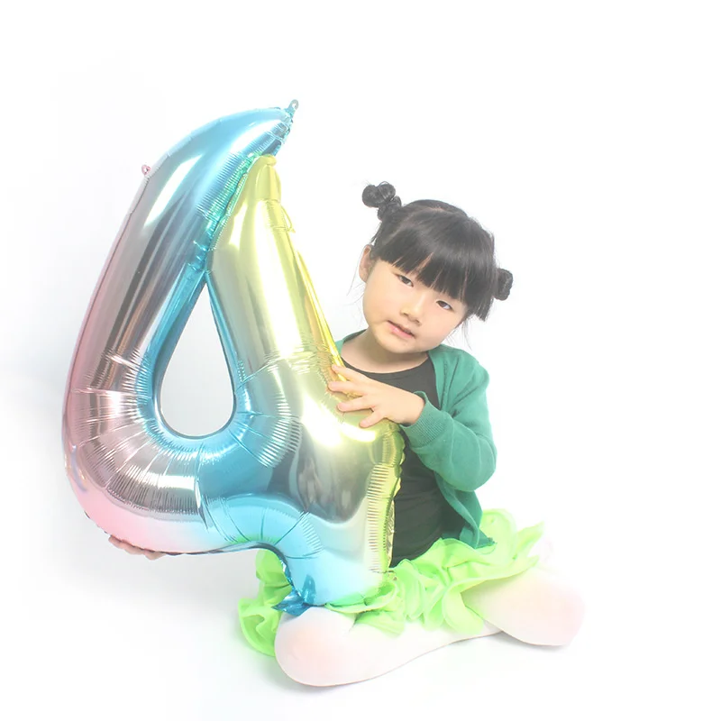 32 дюйма синий градиентный шар с цифрой фольга шары Радуга цифра воздушный Дети