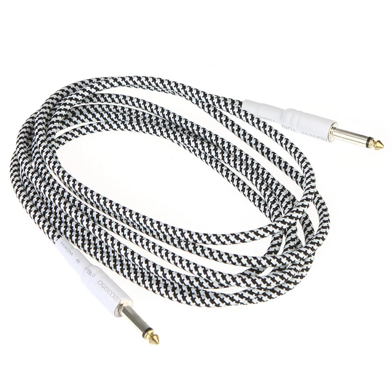3M/10FT Wove Guitar Lines Cable 24k Gold-plated Connectors and Oxygen-free Copper Wire Cord Black with White | Спорт и развлечения