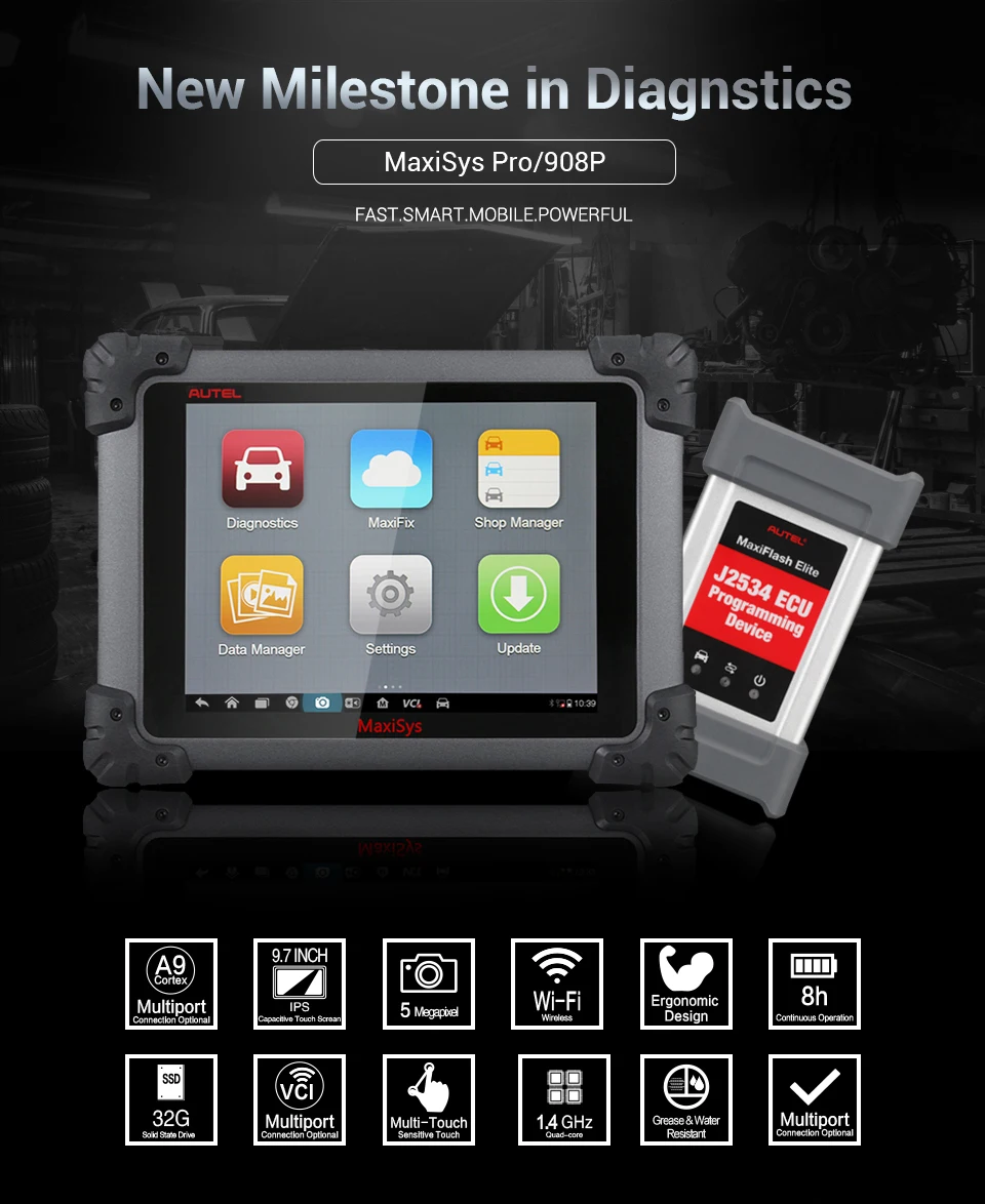 Autel MaxiSYS Pro MS908P автомобильный диагностический/ECU Codeing/система программирования с поддержкой WiFi/bluetooth J-2534 онлайн-программирование