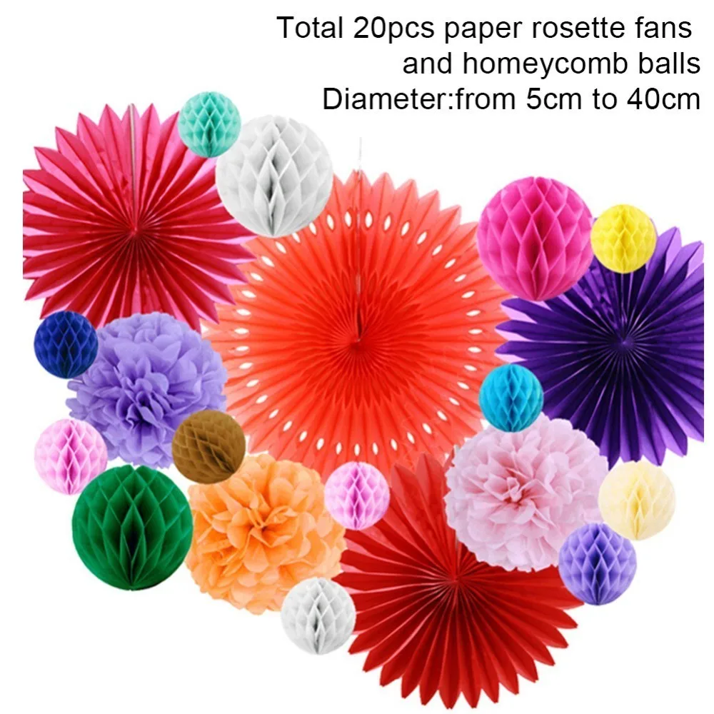 Decoration set Мексиканская вечерние партии украшения 20 шт./компл. шары диаметром веера из папиросной бумаги для подарка на день рождения в гавайском стиле Вечерние поставки - Цвет: Decoration set