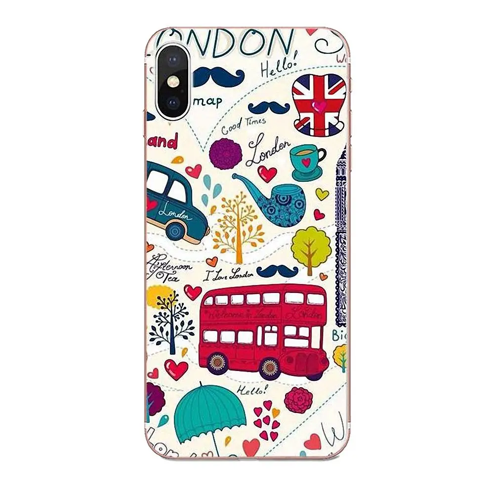 Мягкий модный Чехол для мобильного телефона London Big Ben Bus Samsung Galaxy Note 5 8 9 S3 S4 S5 S6 S7 S8 S9