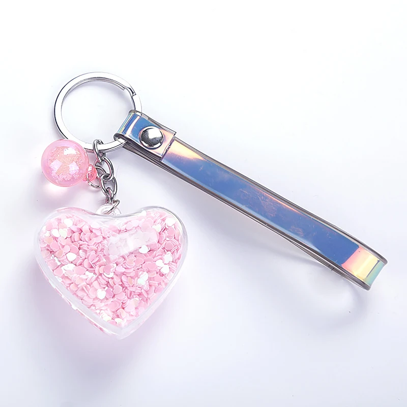 Heart Shaped Plastic Quicksand Keyring Sequins Shining Keychain Couples Women Gift Backpack Pendant | Украшения и аксессуары