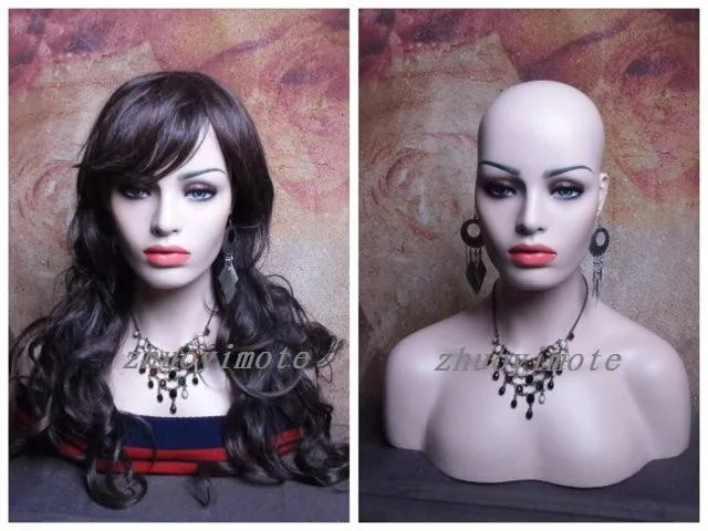 Fiberglass Realistic Female Manikin Mannequin Dummy Head Bust For Hat Sunglass Jewelry Wigs Display