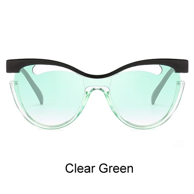 Clear Green Два ocklock женские солнцезащитные очки кошачий глаз женские брендовые дизайнерские Черные Серые солнцезащитные очки для женщин открытые очки ретро-оттенки X2746 - Цвет линз: Clear Green